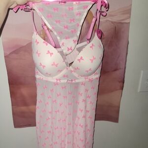 Paris Hilton Pink Bow-Patterned Chemise BABY DOLL